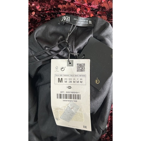 ZARA WOMAN LONG SEQUINED DRESS HALTER M Red REF: 9287/600/641 Holiday - Picture 7 of 7